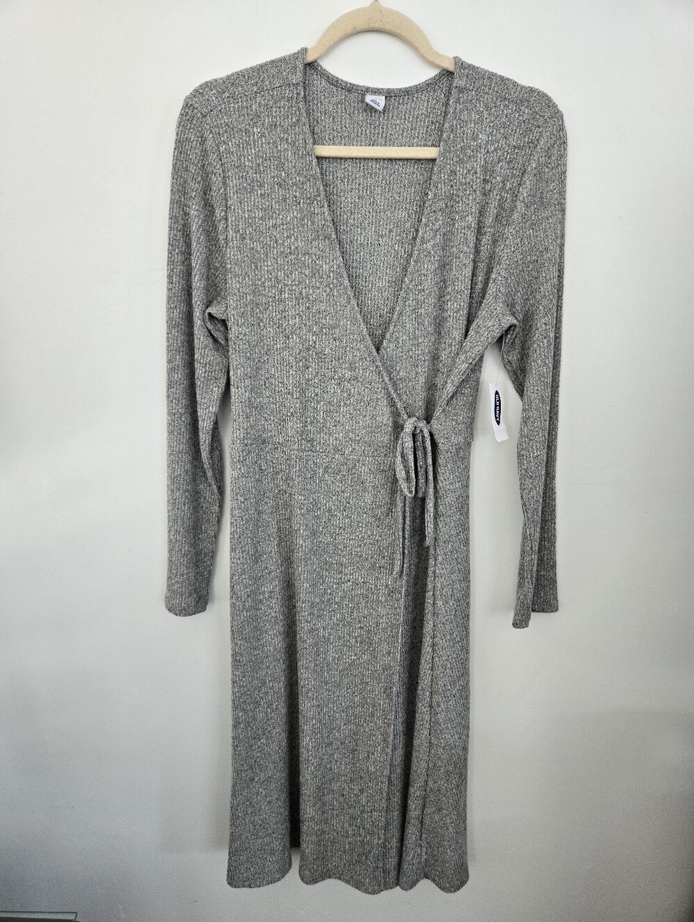 Old Navy Fit & Flare Wrap-Front Rib-knit Dress. Grey. Size Large. New.